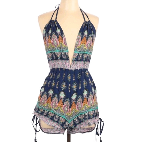 Moxeay Pants - Moxeay Boho Print Tassel Romper size L